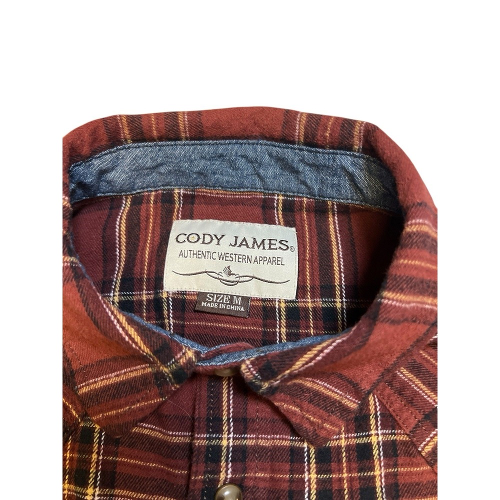 Cody James Pearl Snap Flannel Shirt Men's‎ Medium Plaid Flip Cuffs Western Rodeo - Picture 6 of 9